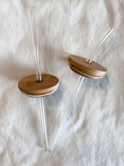 Bamboo Lid + Glass Straw